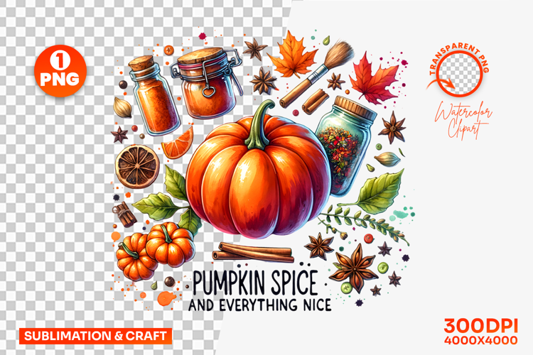 Autumn Harvest Pumpkin Basket Sublimation Clipart PNG