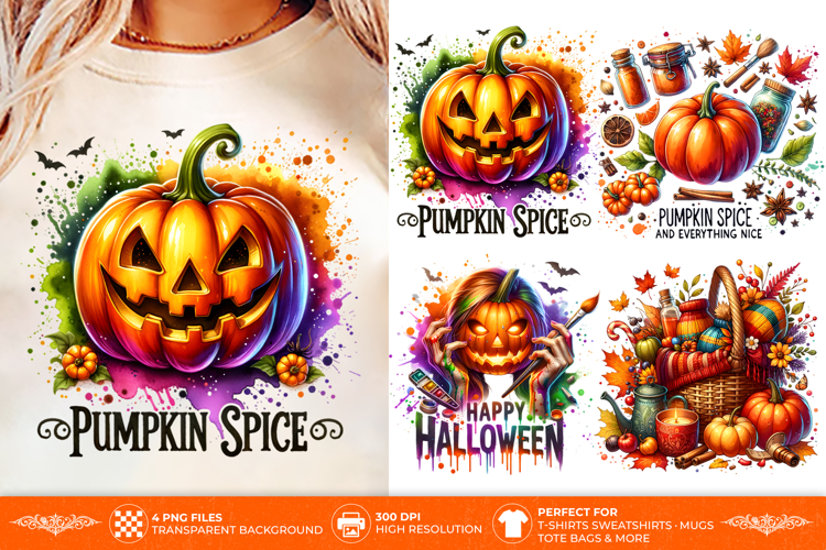 Pumpkin Spice Fall PNG | 4 Harvest Shirt Designs