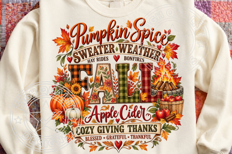 Pumpkin Spice Sweater Weather Fall PNG example image 1