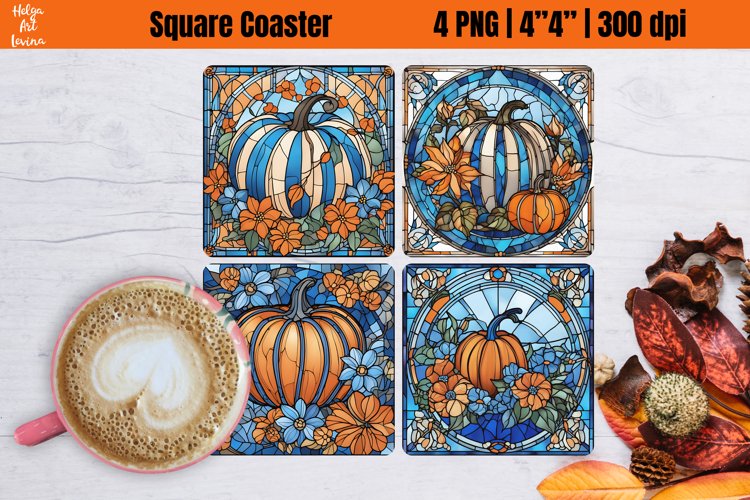 Blue Pumpkin Sublimation | Square Coaster