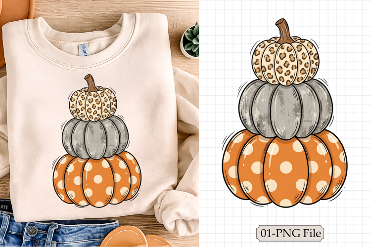 Pumpkin Stack Png, Sublimation pumpkin Design