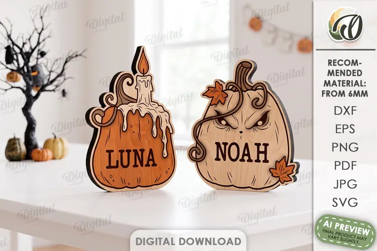 Personalized Halloween Pumpkins Laser Cut. Halloween SVG