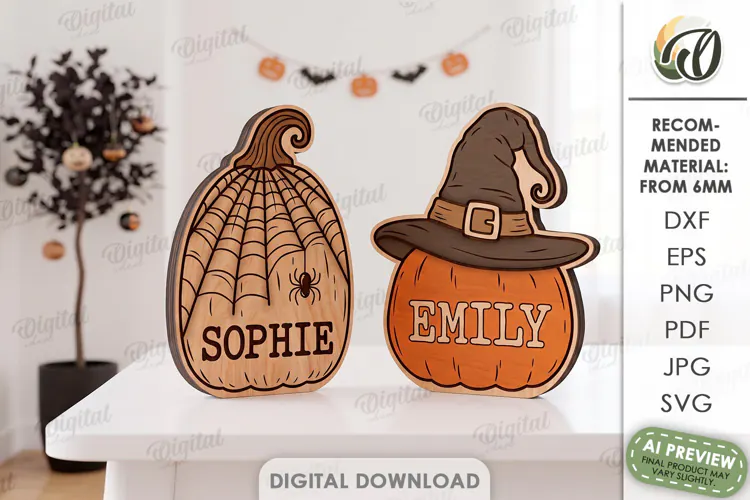 Personalized Halloween Pumpkins Laser Cut. Halloween SVG
