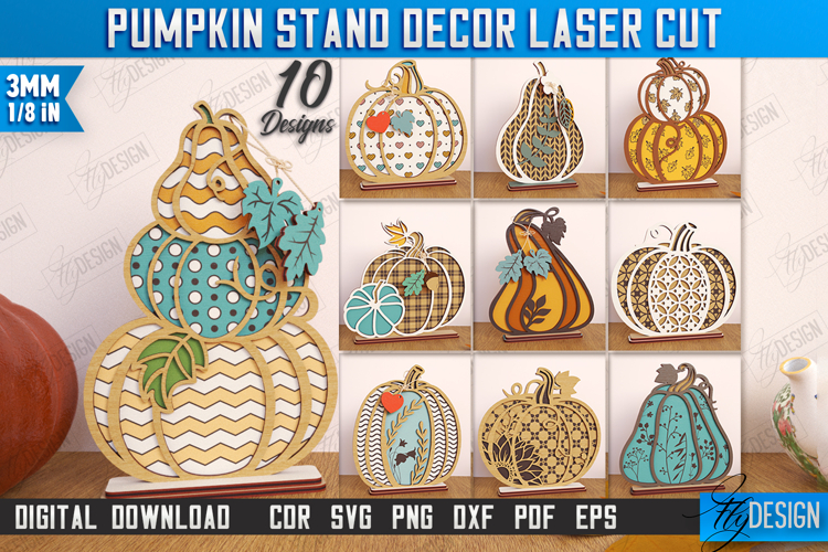pumpkin stand decor laser cut bundle, layered floral pumpkin