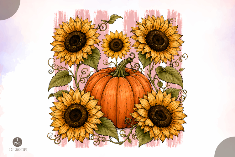 Pumpkin Sunflower PNG,Fall Floral Sublimation Design