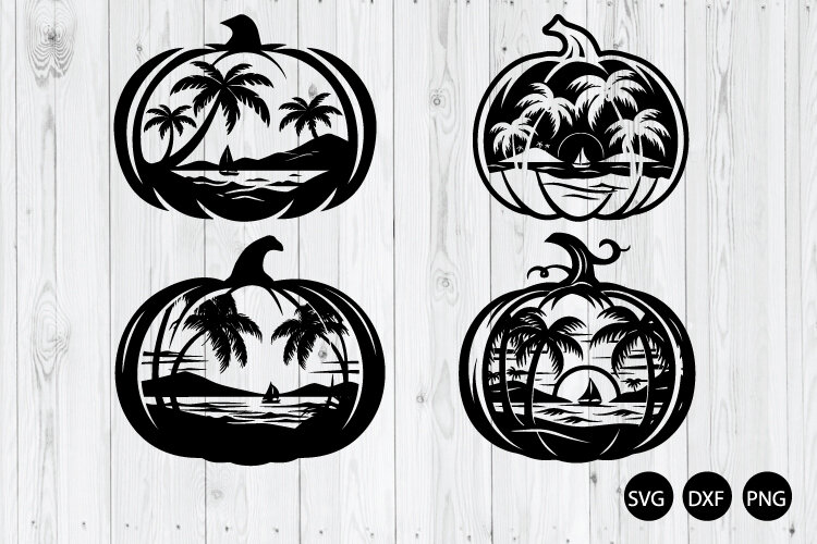 Pumpkin Sunset Beach SVG, Pumpkin SVG, Pumpkin Sunset Beach example image 1
