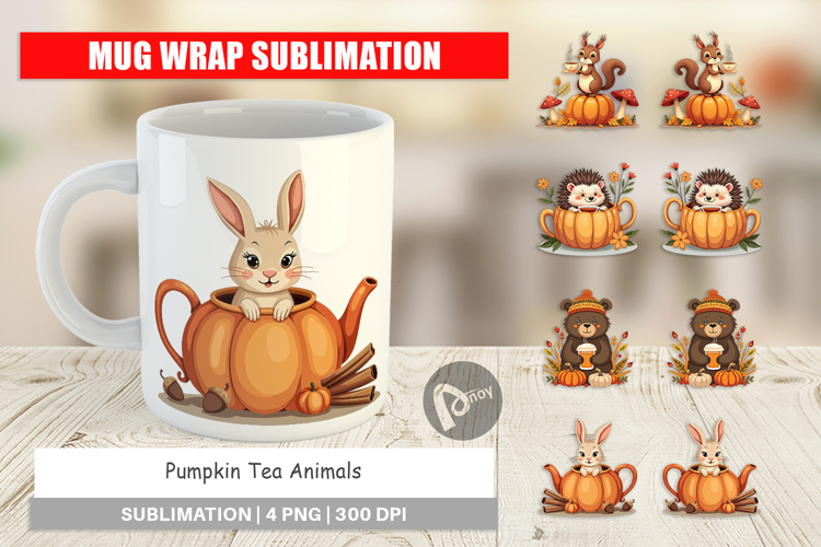Mug Wrap Pumpkin Tea Animals