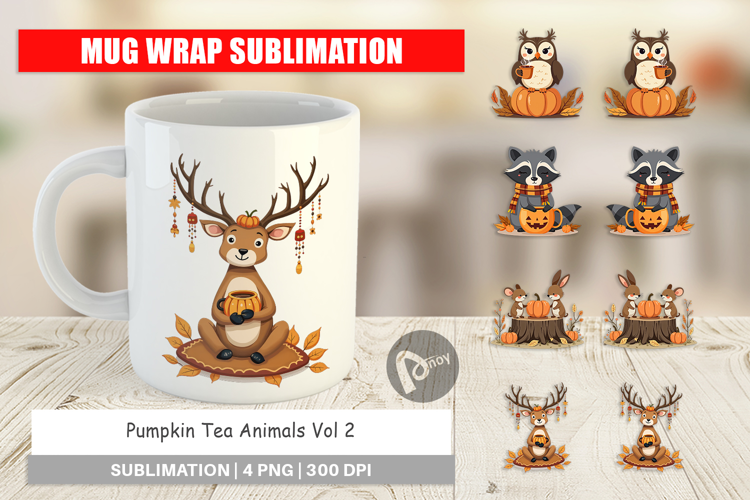 Mug Wrap Pumpkin Tea Animals
