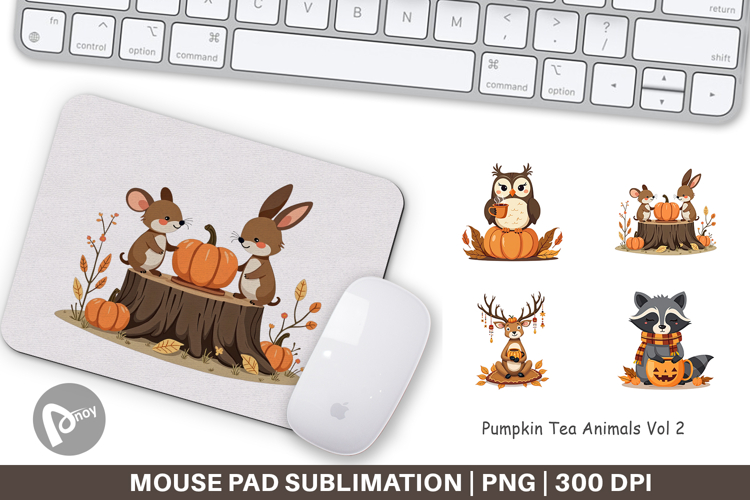 Mouse Pad Pumpkin Tea Animals