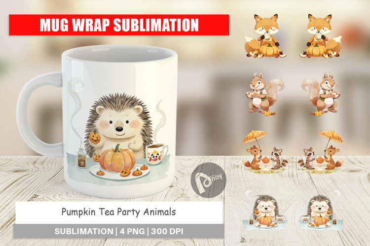 Mug Wrap Pumpkin Tea Animals