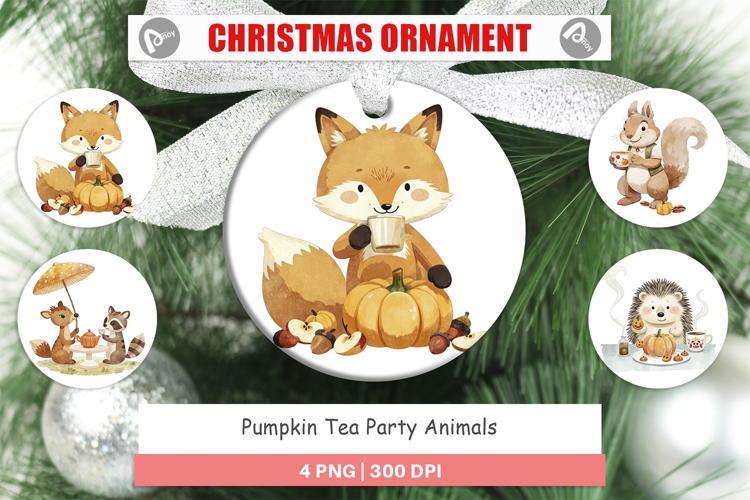 Ornament Pumpkin Tea Animals