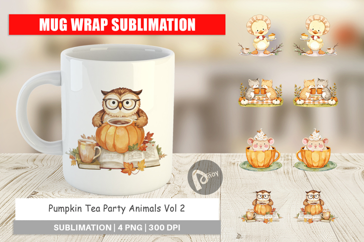 Mug Wrap Pumpkin Tea Animals