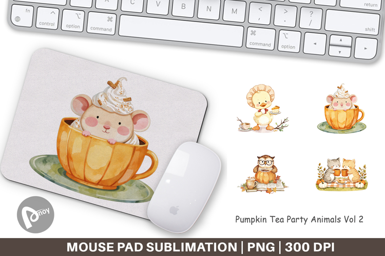 Mouse Pad Pumpkin Tea Animals