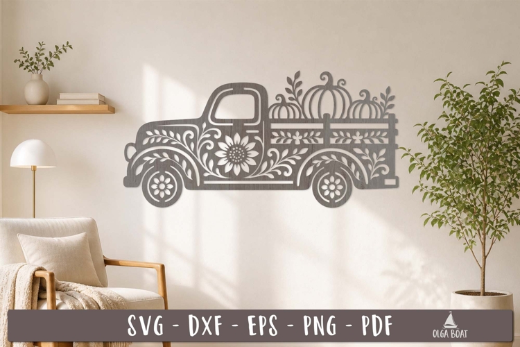 Pumpkin Truck Autumn SVG Laser Cut design