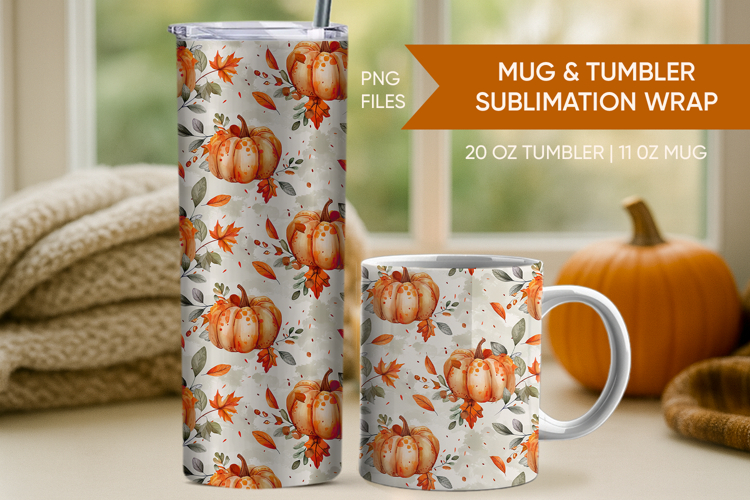 Fall Pumpkin Tumbler, Fall Pumpkin Mug Wrap, thanksgiving