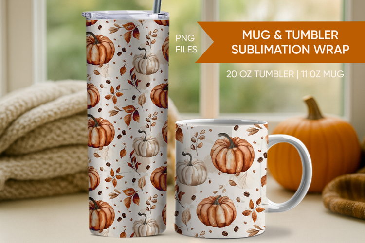 Fall Pumpkin Tumbler wrap, Fall Pumpkin Mug, thanksgiving