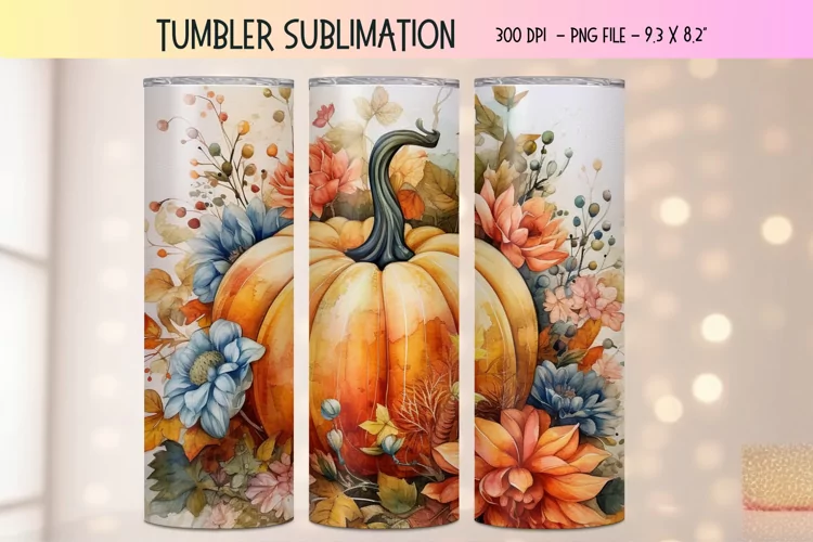 3d Pumpkin Tumbler Wrap | Pumpkin 3d Sublimation Tumbler Png