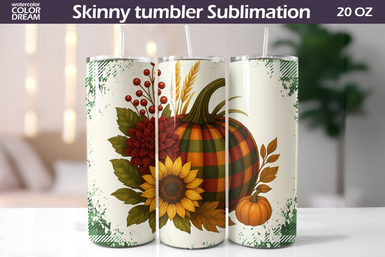 Fall Pumpkin Floral Tumbler | Thanksgiving Tumbler
