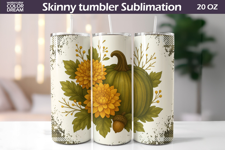 Fall Pumpkin Floral Tumbler | Thanksgiving Tumbler
