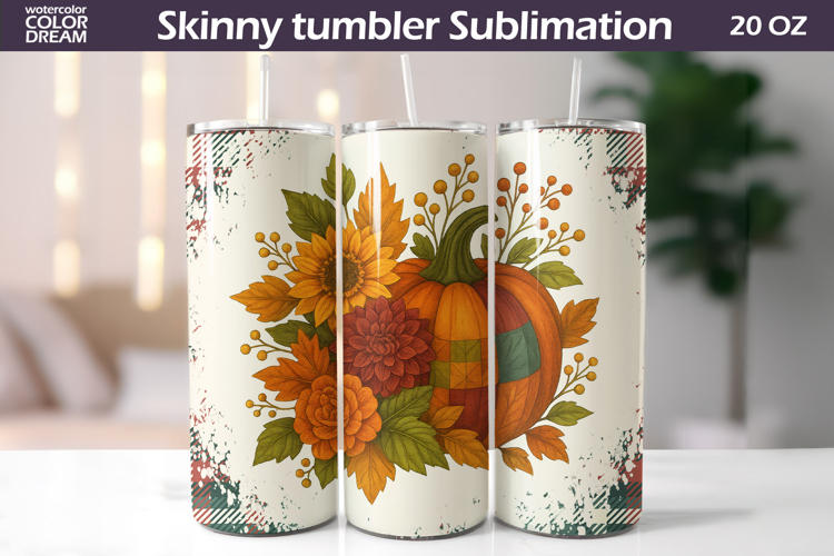 Fall Pumpkin Floral Tumbler | Thanksgiving Tumbler