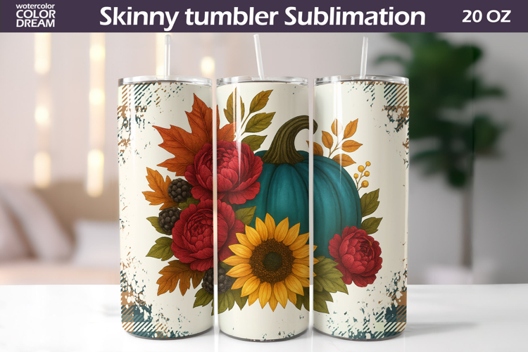 Fall Pumpkin Floral Tumbler | Thanksgiving Tumbler