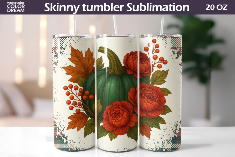 Fall Pumpkin Floral Tumbler | Thanksgiving Tumbler