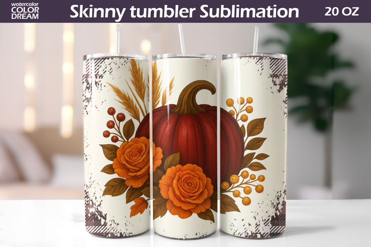 Fall Pumpkin Floral Tumbler | Thanksgiving Tumbler