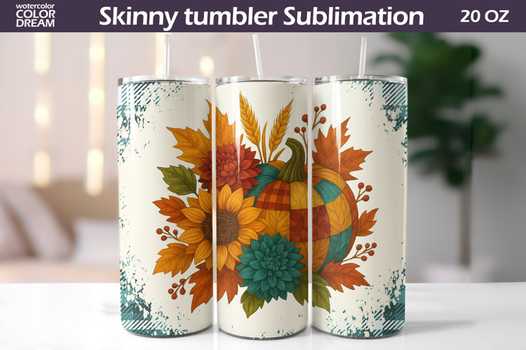 Fall Pumpkin Floral Tumbler | Thanksgiving Tumbler