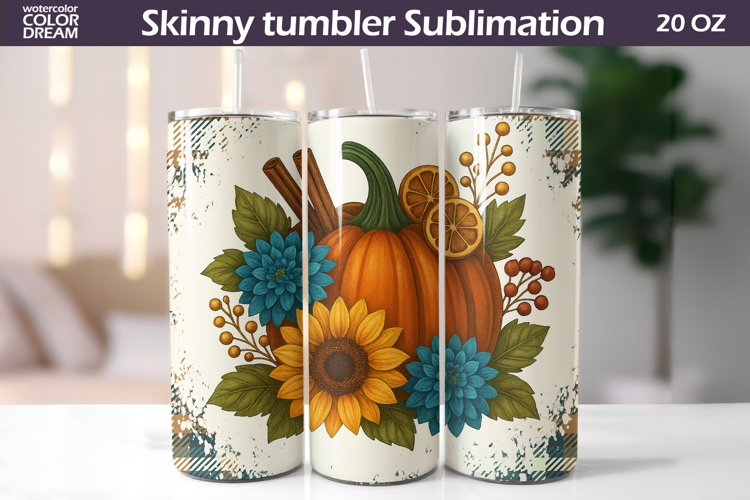 Fall Pumpkin Floral Tumbler | Thanksgiving Tumbler