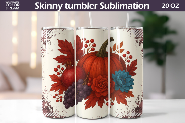 Fall Pumpkin Floral Tumbler | Thanksgiving Tumbler