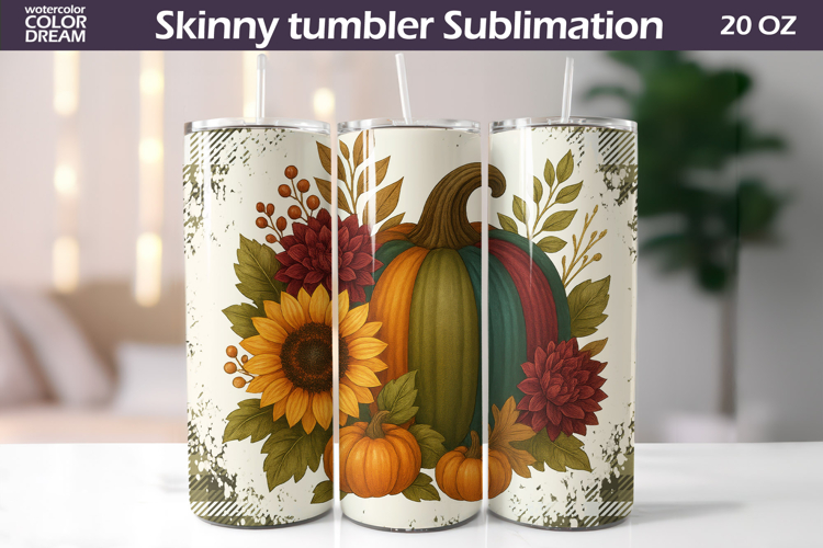 Fall Pumpkin Floral Tumbler | Thanksgiving Tumbler