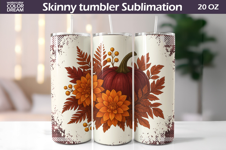 Fall Pumpkin Floral Tumbler | Thanksgiving Tumbler