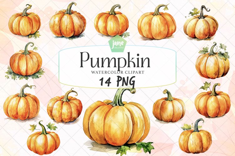 Pumpkin Watercolor Sublimation Clipart