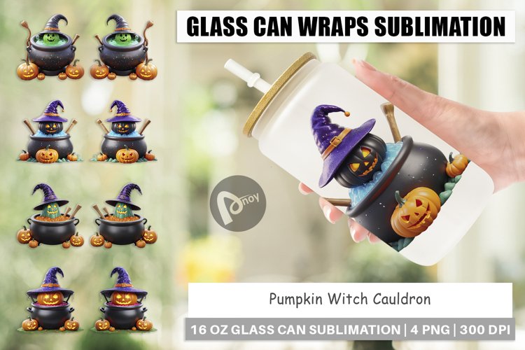 Glass Can Wraps Pumpkin Cauldron example image 1