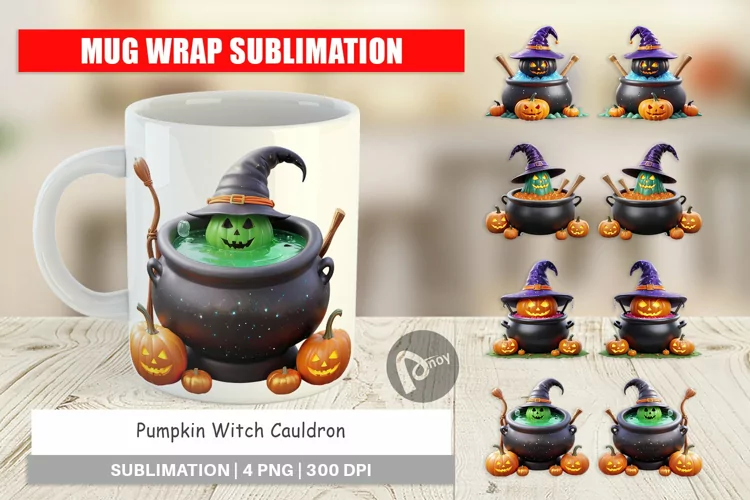 Mug Wrap Design Pumpkin Cauldron