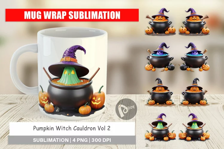 Mug Wrap Design Pumpkin Cauldron