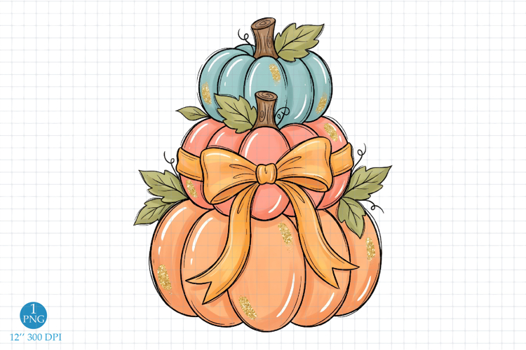 Pumpkin with Bow Sublimation PNG Design