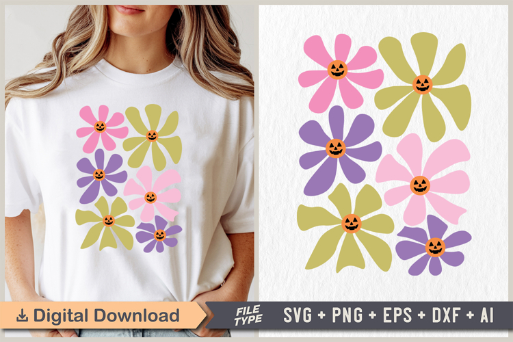 Pumpkin with Flower SVG | Halloween PNG | Halloween Clipart
