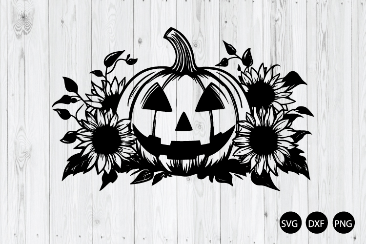 Pumpkin with Sunflowers SVG, Autumn SVG