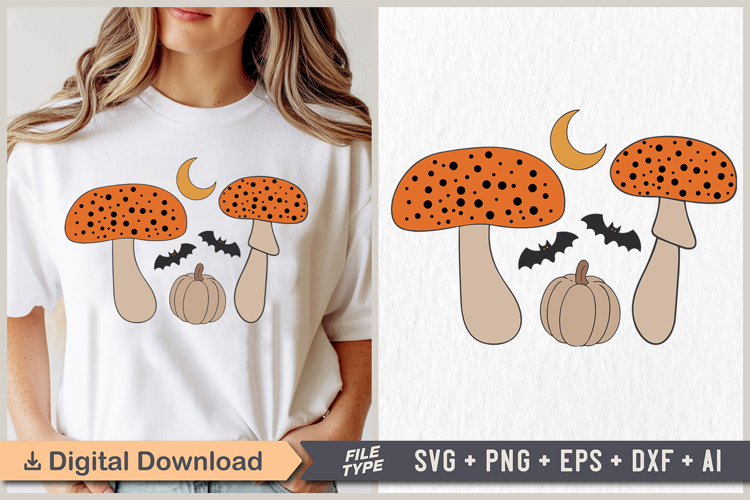 Pumpkin with Toadstool SVG | Halloween PNG | Toadstool PNG