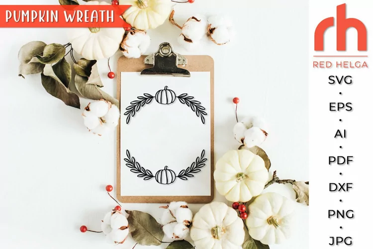 Pumpkin Wreath SVG, Thanksgiving Frame Cut File, Fall Decor
