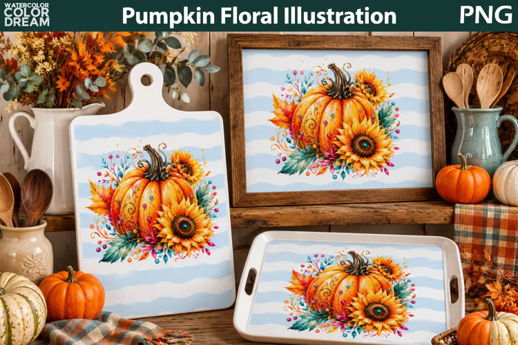 Floral Pumpkin Sublimation |Pumpkin Sunflowers Cutting Board