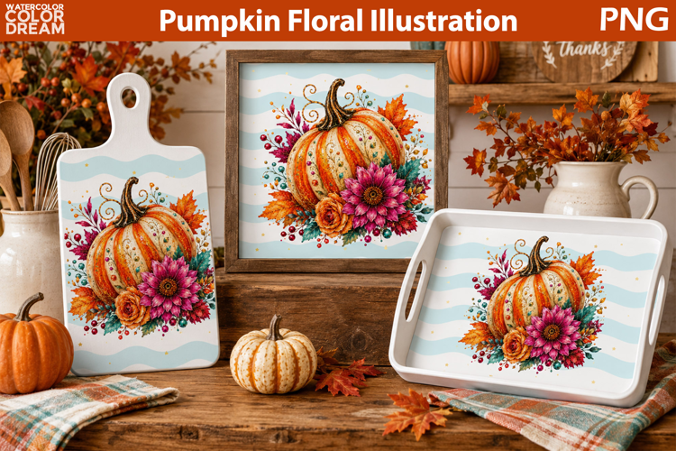 Floral Pumpkin Cutting | Autumn Sublimation Art