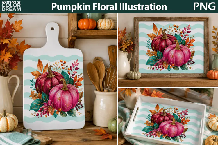 Pink Pumpkin Cutting Board | Fall Farmhouse Sublimation