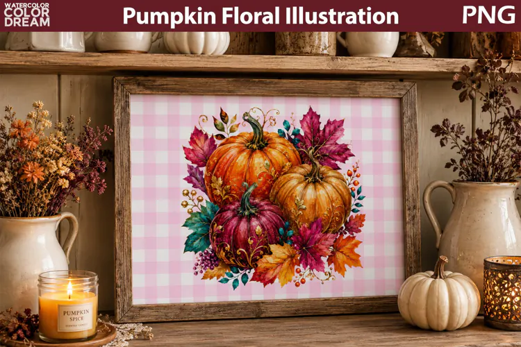 Autumn Floral Pumpkins | Fall Sublimation Art