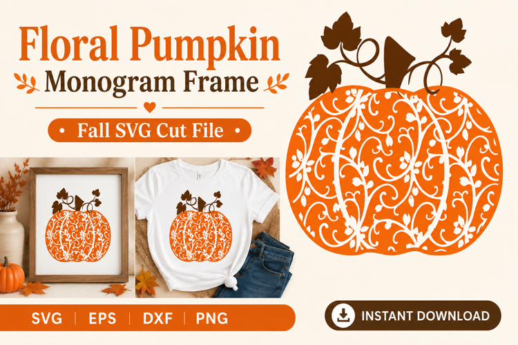 Floral Pumpkin svg - Fall Thanksgiving