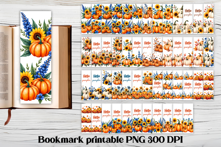 Fall pumpkin bookmark printable | Autumn bookmark bundle