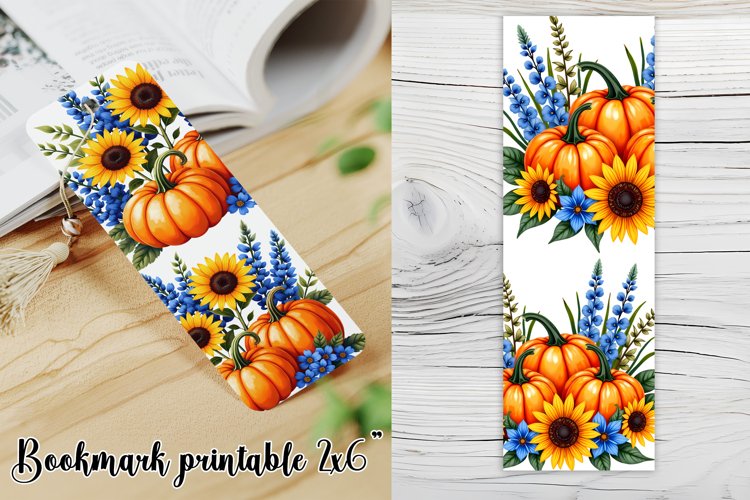 Cute fall pumpkin bookmark printable | Autumn bookmark PNG