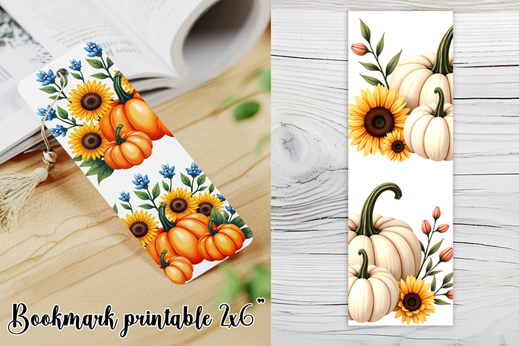 Cute fall pumpkin bookmark printable | Autumn bookmark PNG