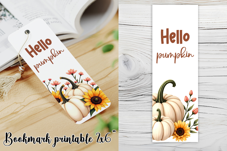 Cute fall pumpkin bookmark printable | Autumn bookmark PNG